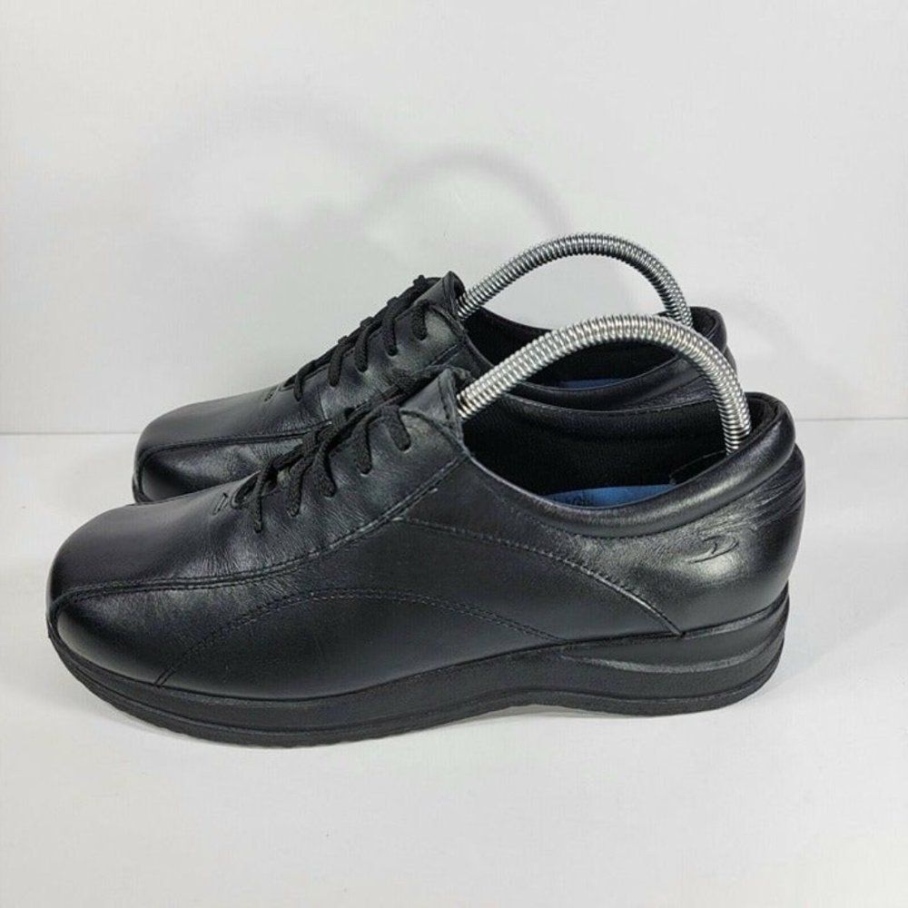 Dr. Scholls Womens Adelle Size 8.5 W Black Leather Lace Up Comfort Sneakers